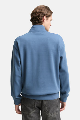 Blauw sweater met opstaande kraag van TOM TAILOR, met lange mouwen, gezien vanaf de achterkant.
