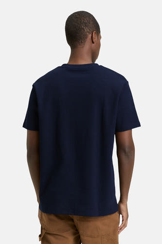 Blauw T-shirt met korte mouwen van TOM TAILOR, gezien van achteren, met een wafelstructuur.