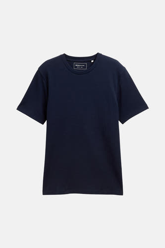 Blauw T-shirt met korte mouwen van TOM TAILOR, geweven textuur en ronde hals.