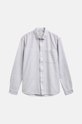 Chemise blanche à manches longues de TOM TAILOR, avec un motif rayé et une poche poitrine.