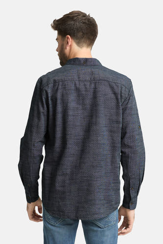 Blauw overhemd met lange mouwen van TOM TAILOR, met een subtiele geweven textuur op een achtergrond.
