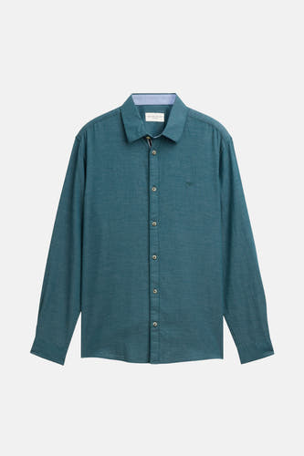 Groen overhemd met lange mouwen van TOM TAILOR, met knoopsluiting en een subtiel logo op de borst.