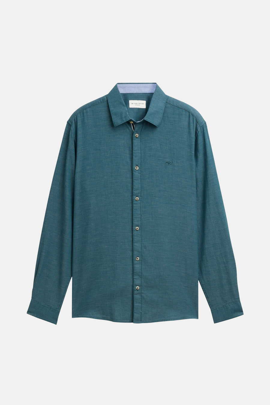 Groen overhemd met lange mouwen van TOM TAILOR, met knoopsluiting en een subtiel logo op de borst.