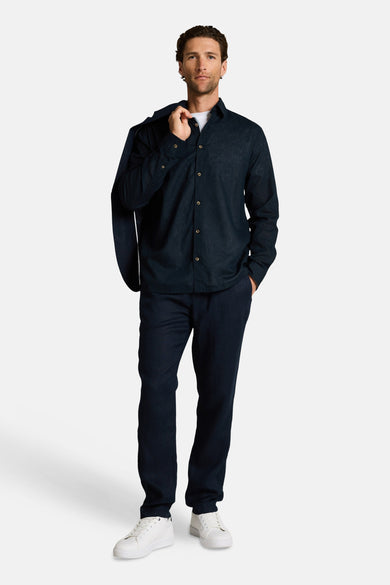 Blauw hemd van TOM TAILOR, met lange mouwen, knoopsluiting en een jas over de schouder.