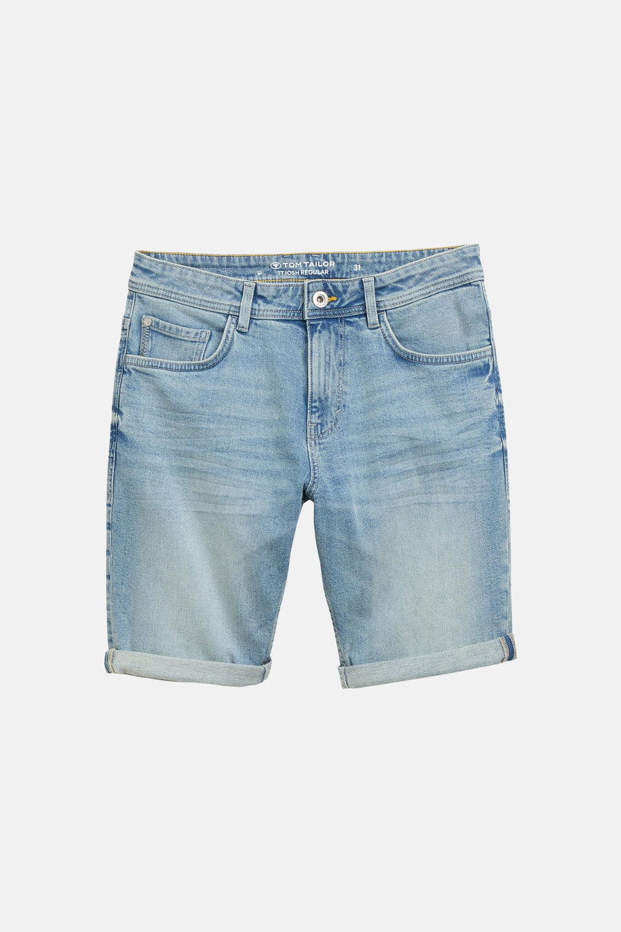 Short en jean en denim bleu clair de TOM TAILOR, avec ourlets retroussés et poches classiques.