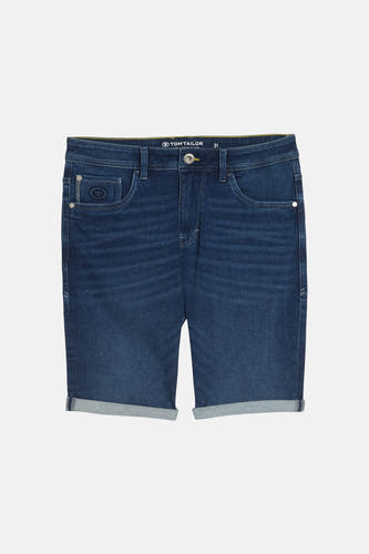 Donkere denim jeansshort van TOM TAILOR met omgeslagen pijpen.