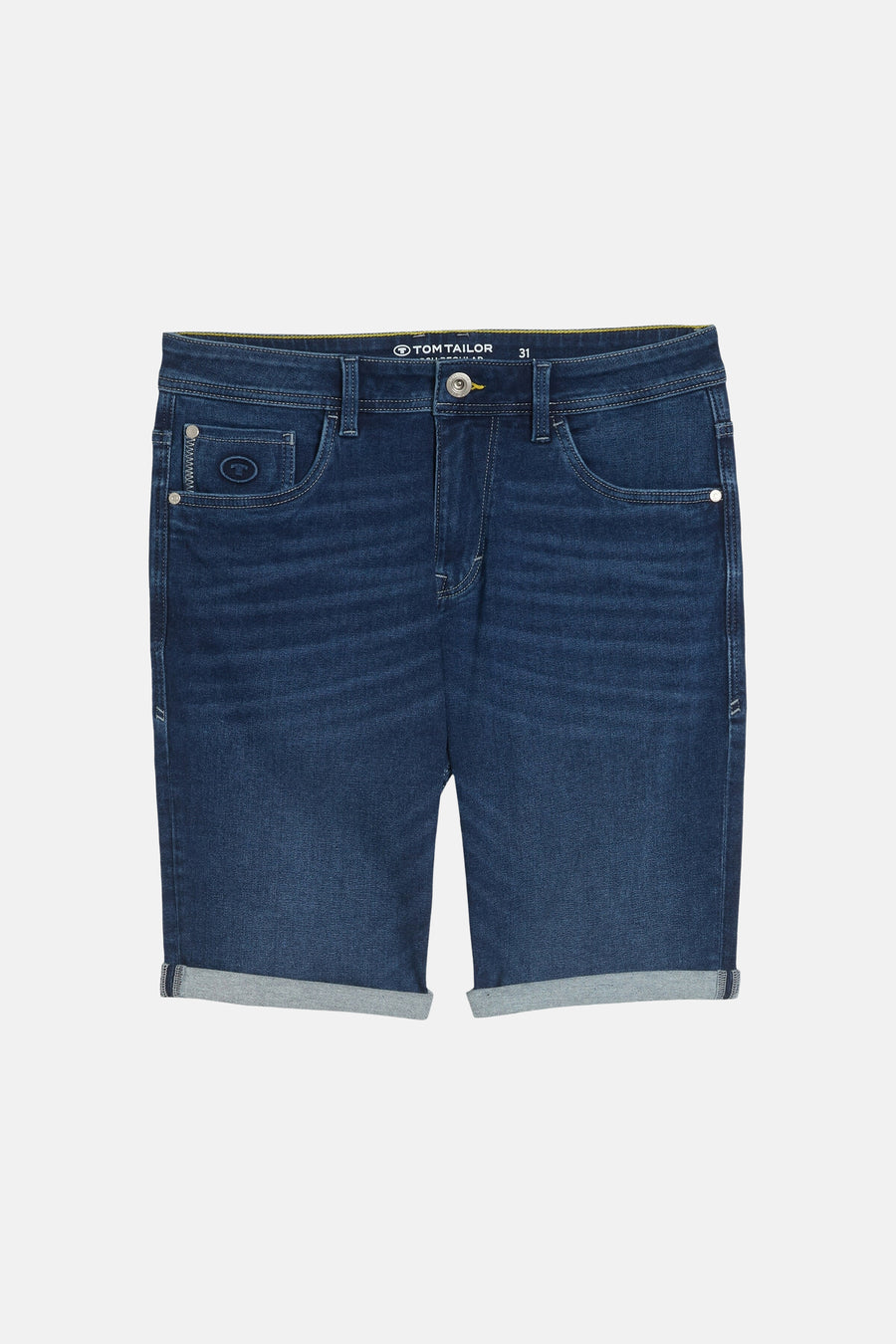 Donkere denim jeansshort van TOM TAILOR met omgeslagen pijpen.