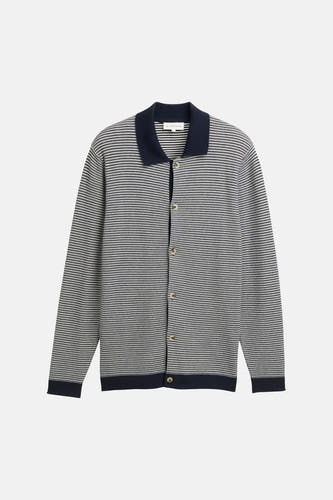 Blauw vest van TOM TAILOR met een gestreept patroon en lange mouwen.
