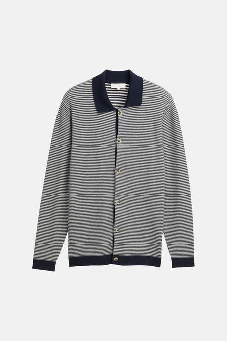 Blauw vest van TOM TAILOR met een gestreept patroon en lange mouwen.
