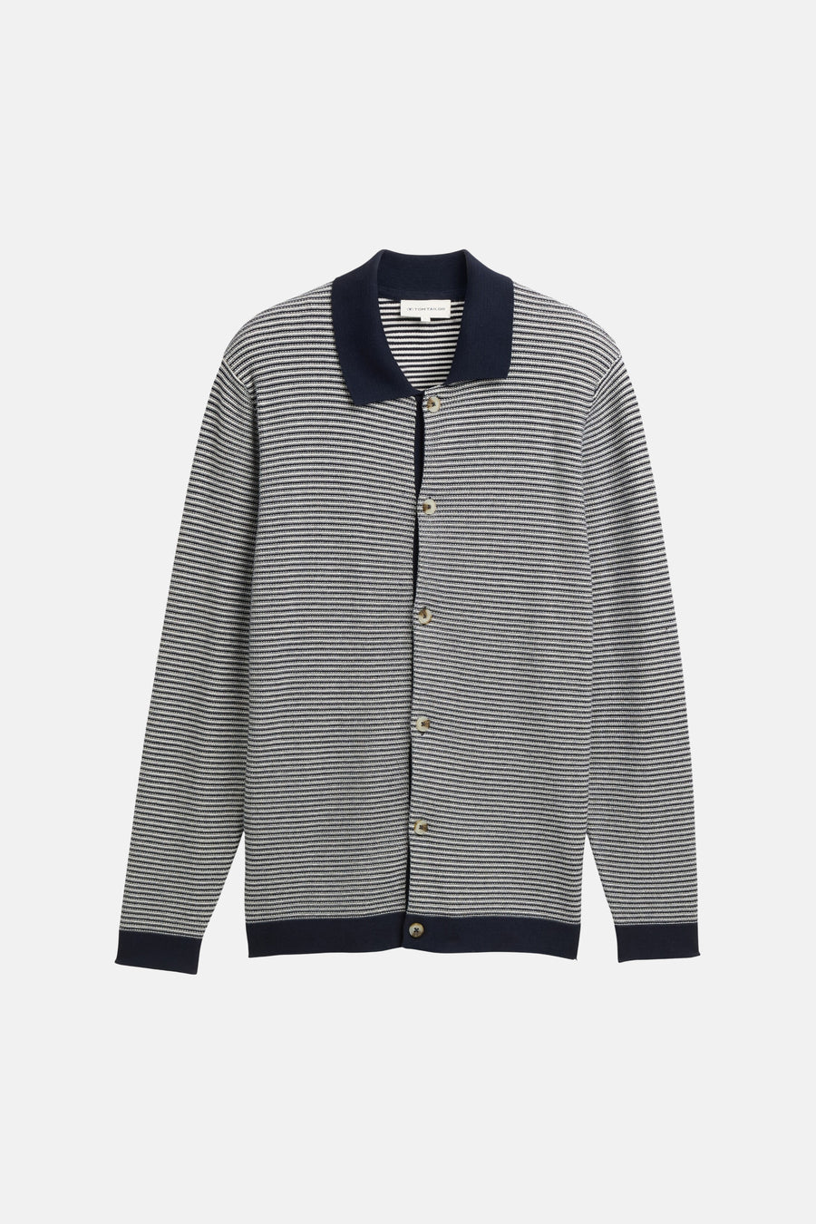 Blauw vest van TOM TAILOR met een gestreept patroon en lange mouwen.
