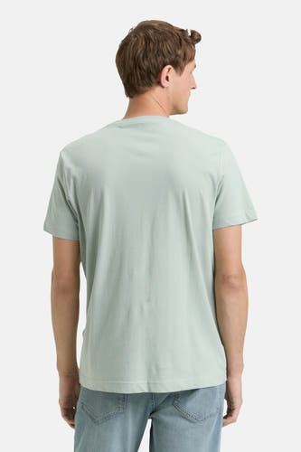T-shirt vert à manches courtes TOM TAILOR, vu de dos, associé à un jean.