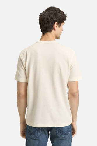 T-shirt écru à manches courtes TOM TAILOR, design uni, vue arrière, associé à un jean.