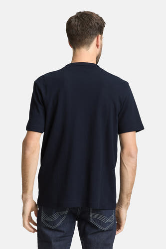 T-shirt bleu à manches courtes de TOM TAILOR, vu de dos, porté avec un jean foncé.