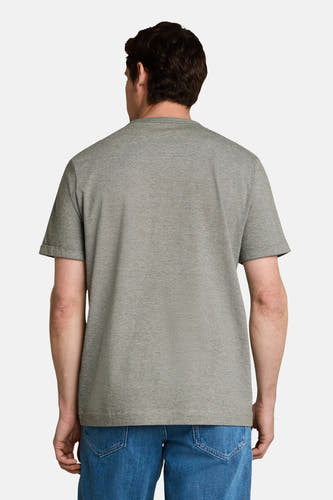 Groene korte mouw t-shirt van TOM TAILOR, heather textuur, rugzijde, gedragen met blauwe jeans