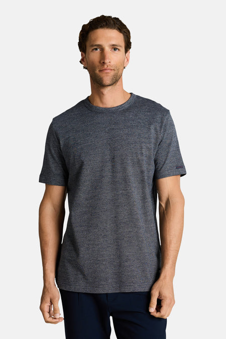 Blauw T-shirt met korte mouwen van TOM TAILOR, met een subtiele gemêleerde textuur.
