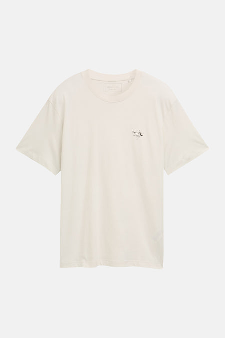 Ecru T-shirt met korte mouwen van TOM TAILOR, met kleine zwarte 'Spicy Nicey' tekstprint.