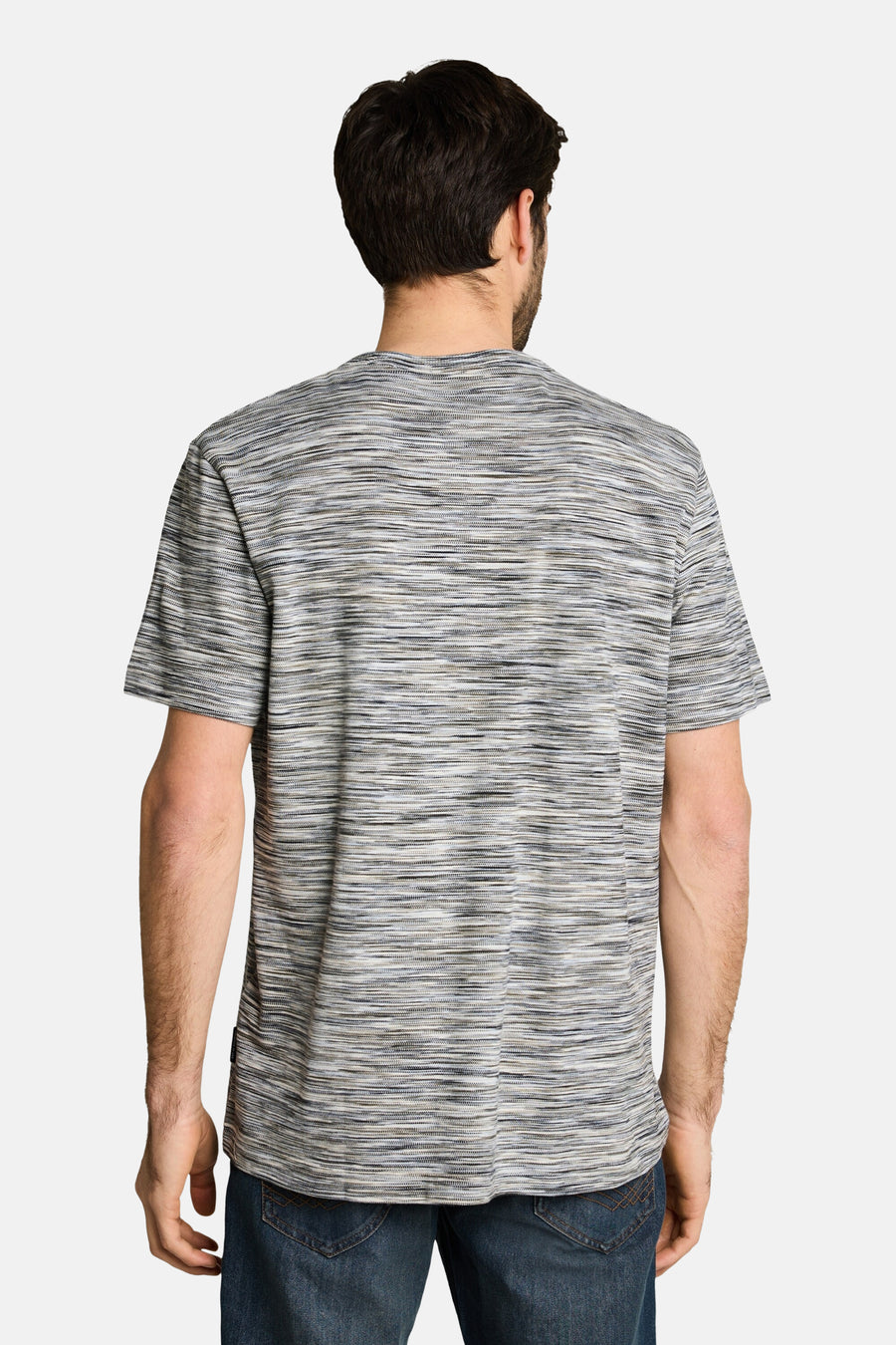 Multicolor gestreepte korte mouw T-shirt van TOM TAILOR, achterzijde weergegeven, zacht gestructureerd materiaal, casual fit