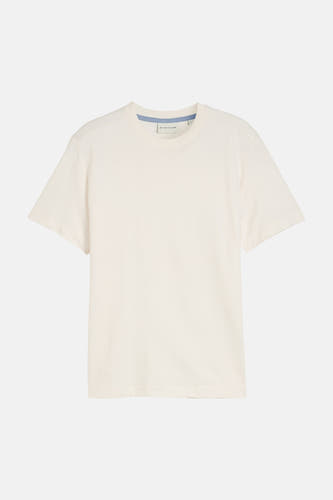 Ecru korte mouwen T-shirt van TOM TAILOR, ribbeltextuur, ronde hals, voorzijde weergave