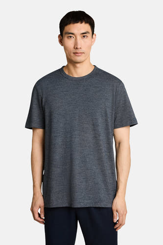 Blauwe korte mouw T-shirt van TOM TAILOR, melange stof, ronde hals, model voorbeeld, front view