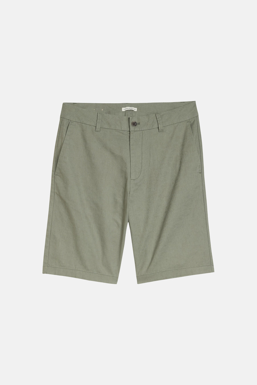 Groene short van TOM TAILOR, gemaakt van linnenmix, met knoopsluiting en zakken.
