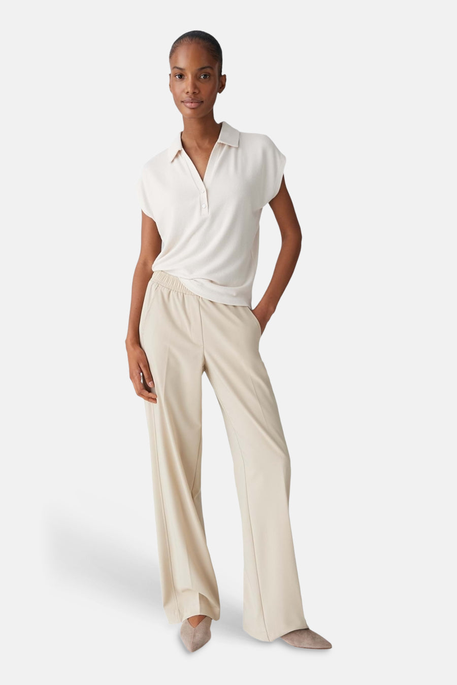 Blouse met korte mouwen - ecru