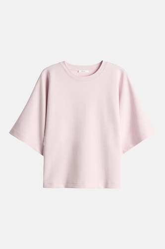T-shirt rose OPUS à col rond et manches courtes larges.