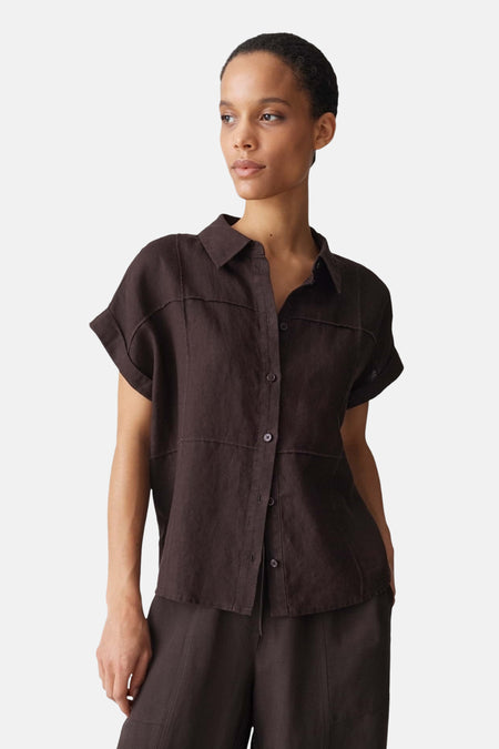 Chemise à manches courtes - brun