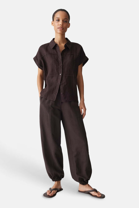 Chemise à manches courtes - brun