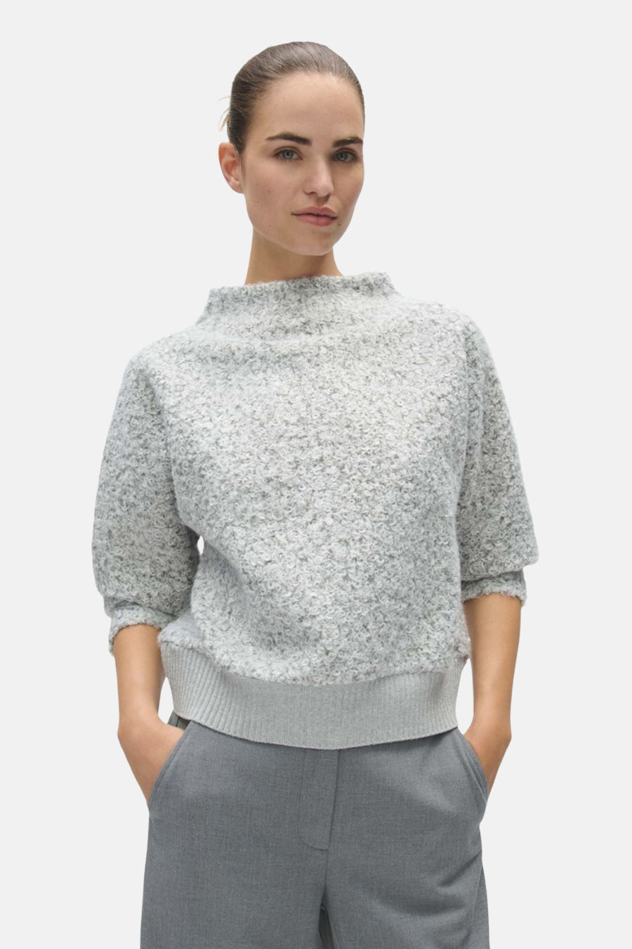 Sweat col O - gris