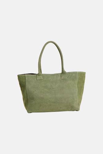 Khaki suède shoppertas van Access® met twee handvatten.