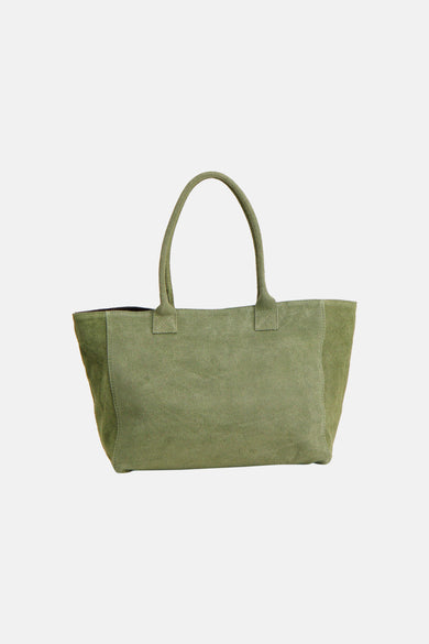 Khaki suède shoppertas van Access® met twee handvatten.