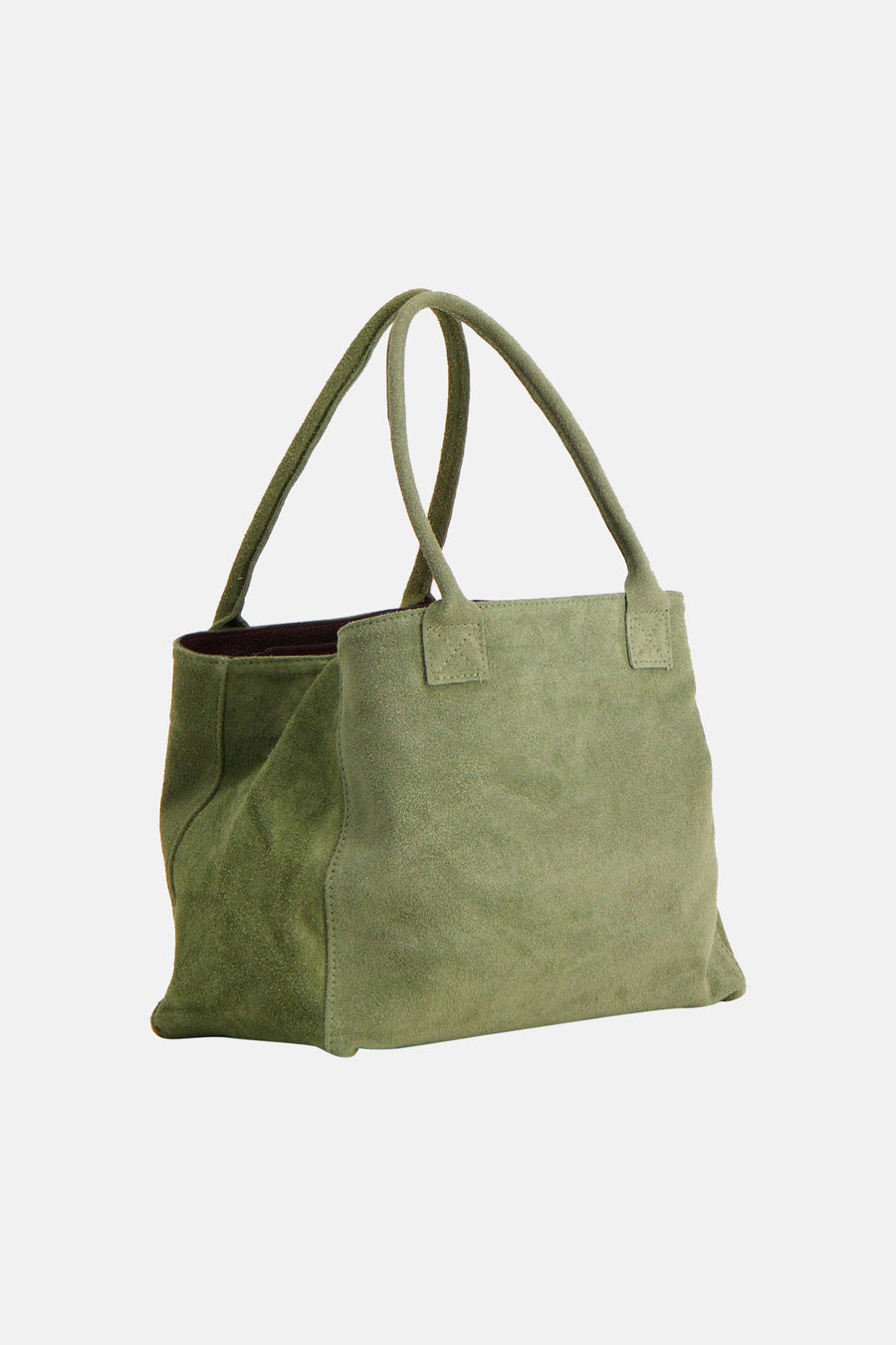 Khaki suède shoppertas van Access® met twee handvatten en zachte textuur.