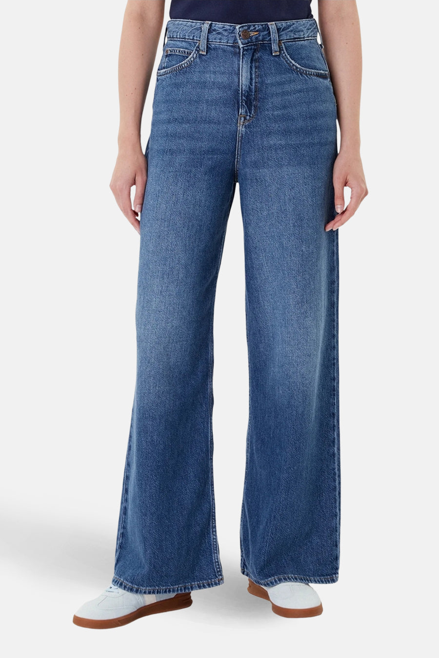 Blauw denim jeans wide van Lee®, met een wijde pijp en hoge taille.