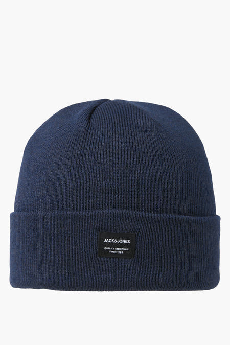 Casquette bleue d'ACCESSORIES BY JACK & JONES, avec une texture rayée et un étiquette de marque sur l'avant.