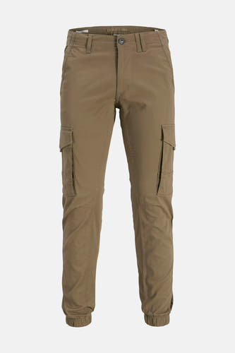 Bruine cargobroek van JACK & JONES JEANS INTELLIGENCE, met cargo zakken en elastische boorden.