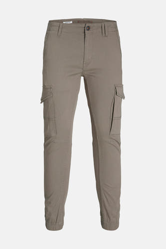Pantalon de travail brun de JACK & JONES JEANS INTELLIGENCE, avec des poches sur les côtés et des bordures élastiques.