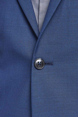 Blauwe blazer van PREMIUM by JACK & JONES, met een fijne textuur en een knoopsluiting.
