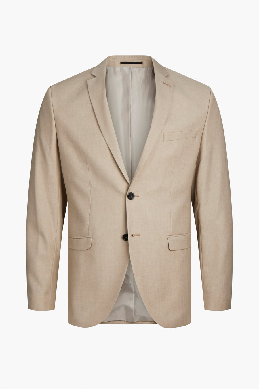 Beige blazer van PREMIUM by JACK & JONES, met twee knopen en een borstzak.