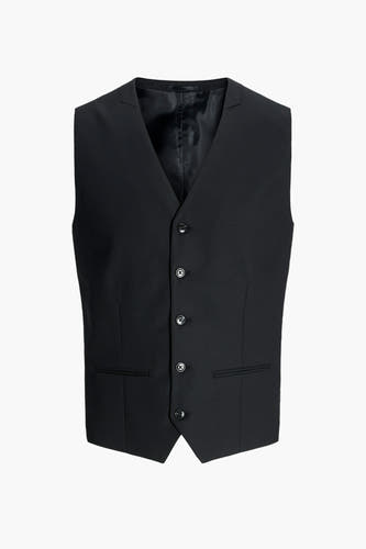 Zwart gilet van PREMIUM by JACK & JONES met knoopsluiting en paspelzakken.