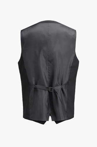 Zwart gilet van PREMIUM by JACK & JONES, gezien van achteren met verstelbare band en effen voering.