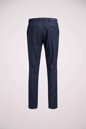 Pantalon de costume bleu PREMIUM by JACK & JONES, vu de l'arrière avec des poches et des passants.