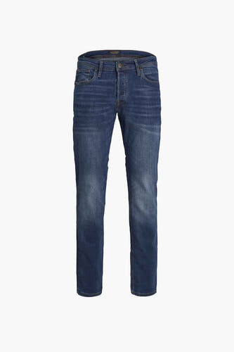 Slim jeans van blauw denim van JACK & JONES JEANS INTELLIGENCE, met een subtiele wassing.

