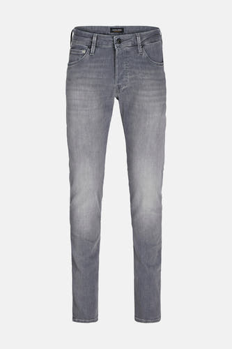 Jean slim fit gris clair de JACK & JONES JEANS INTELLIGENCE, avec un léger lavage et une fermeture à boutons.