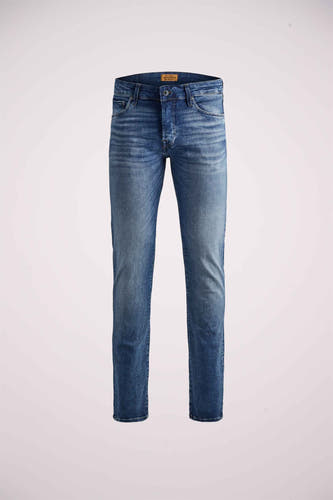 Blauwe slim fit jeans van JACK & JONES JEANS INTELLIGENCE, met subtiele wassing.
