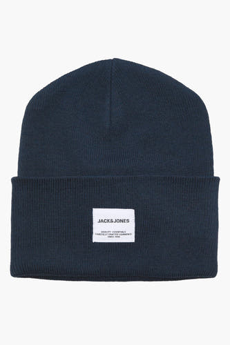 Casquette bleue d'ACCESSORIES BY JACK & JONES, avec une texture côtelée et un bord replié.