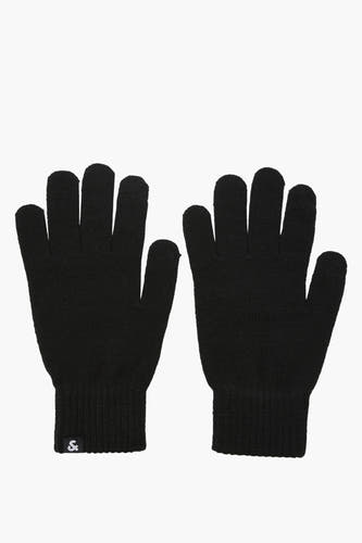 Gants de main noire d'ACCESSORIES BY JACK & JONES, tricotés avec un petit étiquette sur le col.