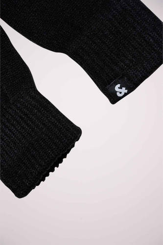 Gants de main noirs d'ACCESSORIES BY JACK & JONES, avec une texture rayée et un étiquette.