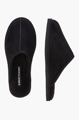Zwarte slippers van ACCESSORIES BY JACK & JONES, met zachte voering en rubberen zool.
