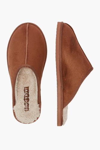 Bruine pantoffels van ACCESSORIES BY JACK & JONES met een zachte beige voering.