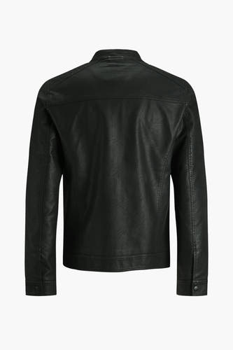 Veste noire de CORE BY JACK & JONES, vue de l'arrière, avec une finition lisse et des manches longues.